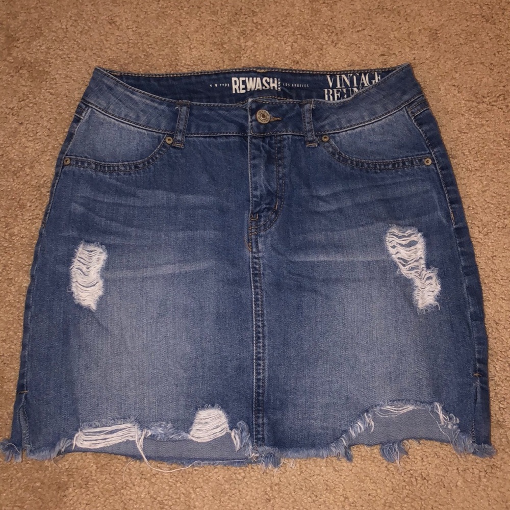 Distressed Denim Skirt
